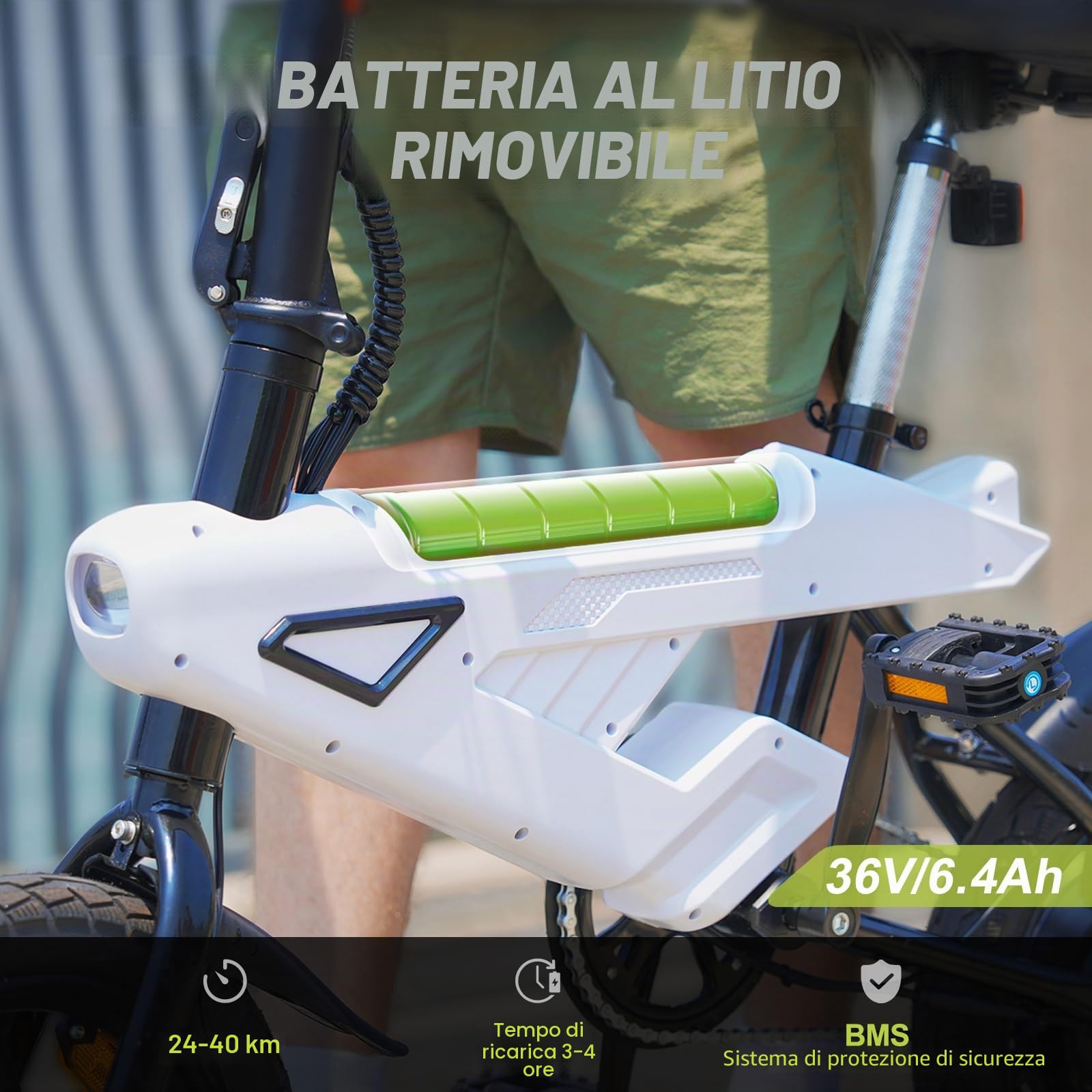 Bicicletta elettrica da 14 pollici, per adulti, 250W motore con portata di 35 – 45 KM, mini bici elettrica con 3 modalità di guida, bici elettrica da 25 km/h per uomo e donna