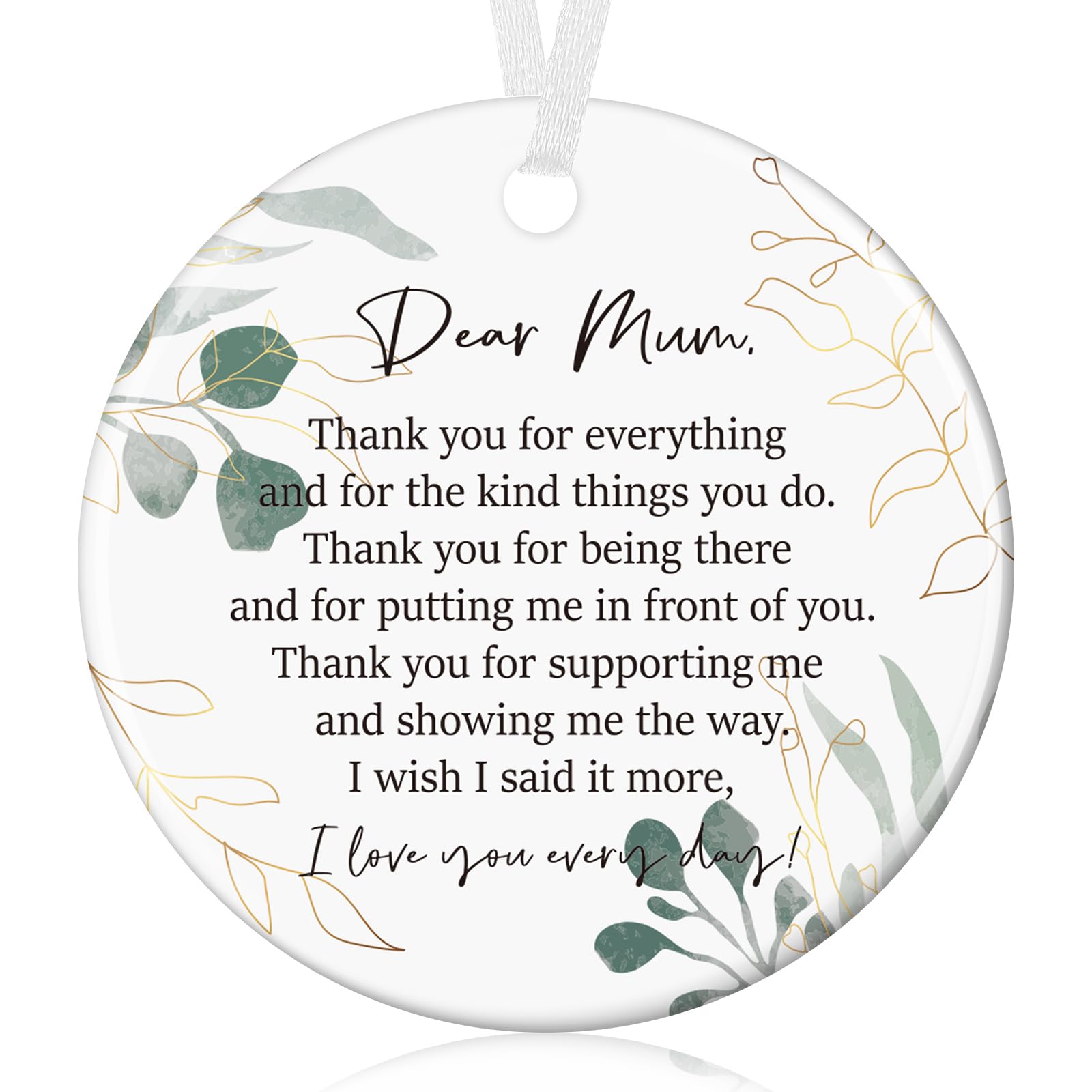 Tenare Regalos de agradecimiento para mamá, de cerámica blanca, adorno de agradecimiento para mamá, para colgar placas pensativas, decoraciones para el día de la madre, regalos de cumpleaños