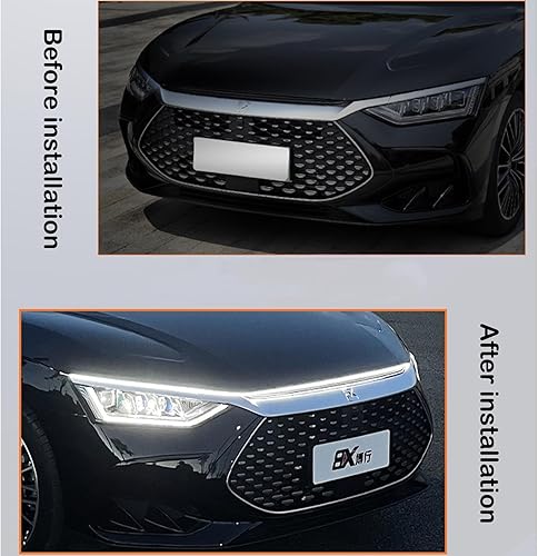 Miniatura 10 de JinRui-T Tira de luz para capó de automóvil, azul hielo, 71 pulgadas, tira de luces LED para automóvil, dinámica, flexible, impermeable, luz diurna