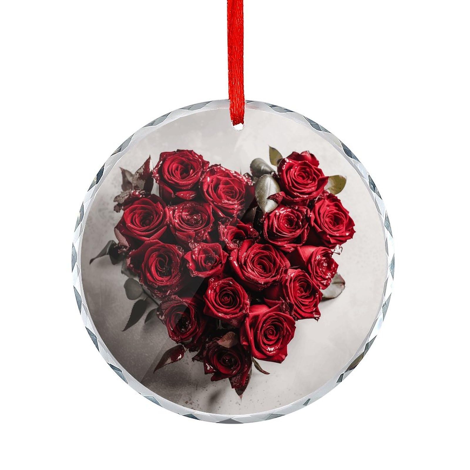 Btcowzrv Style Heart Shaped Rose Round Ornament Hanging Pendant Decor