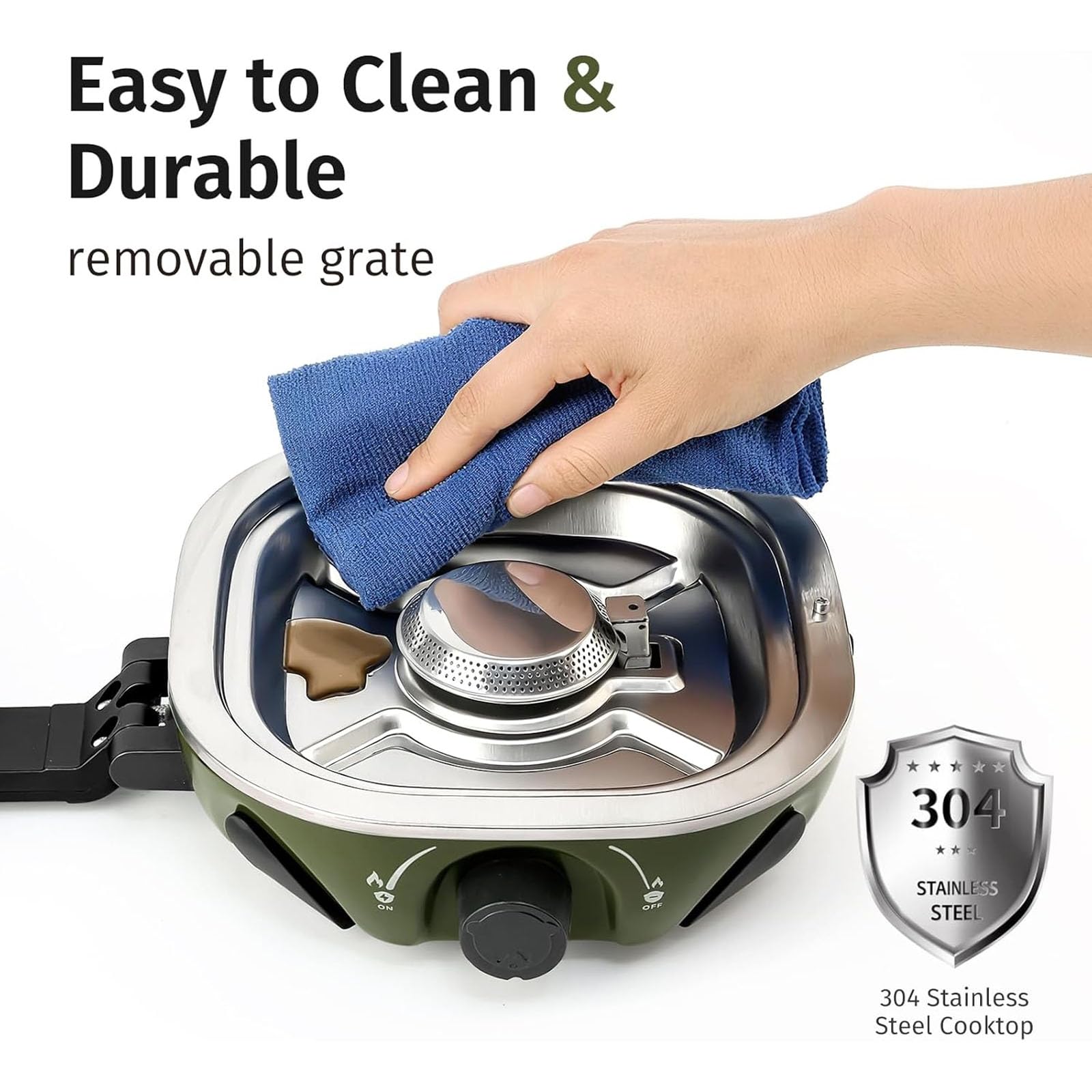 Estufa de camping portátil, diseño plegable de 2 quemadores, 20,000 BTU, quemadores ajustables para cocinar, ideal para acampar en coche, caravana, portón trasero, incluye bolsa de transporte
