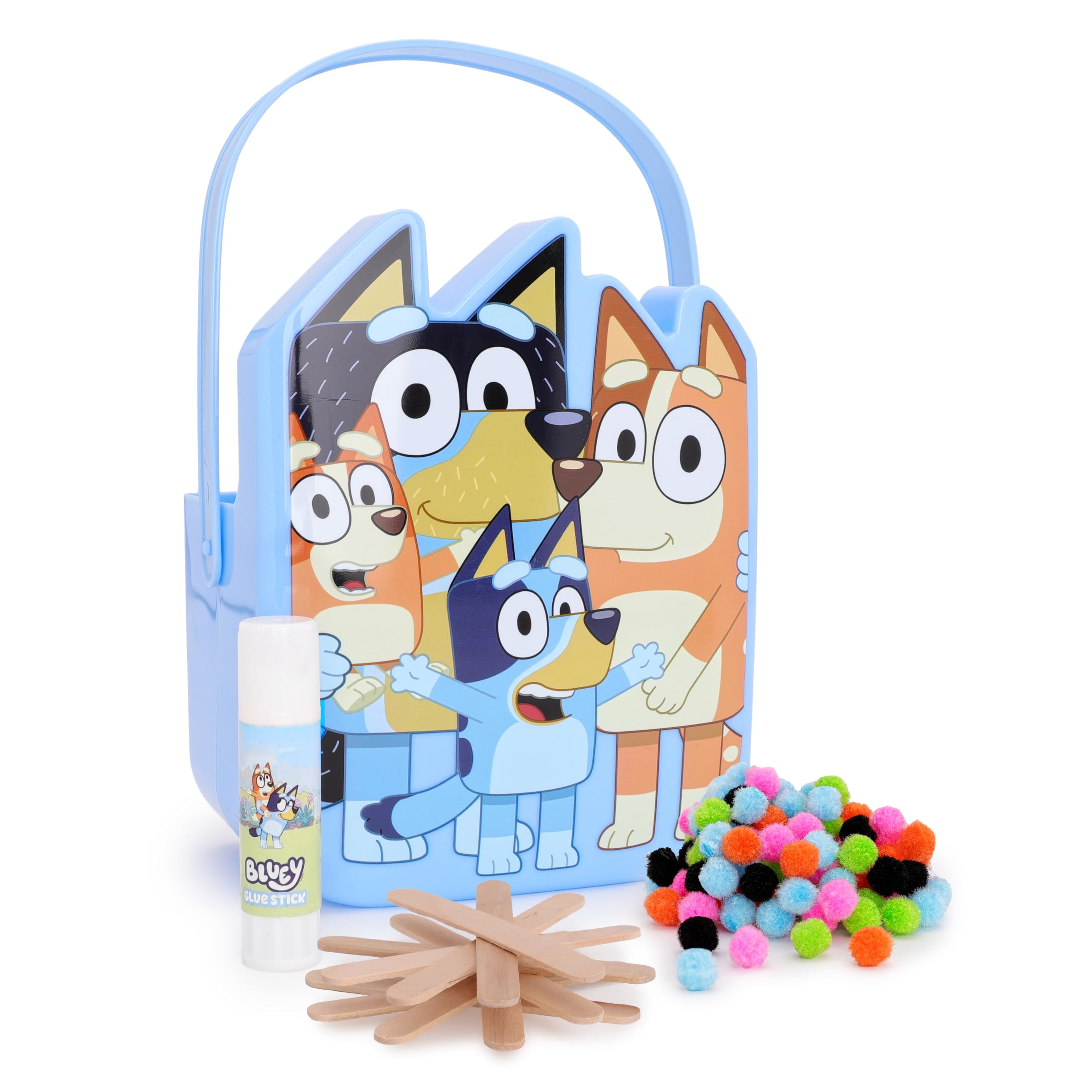 Bluey – Coffret D'activités Craft Bucket 28 Pièces – 25 Accessoires Créatifs + Scène à Colorier – Dès 3 Ans