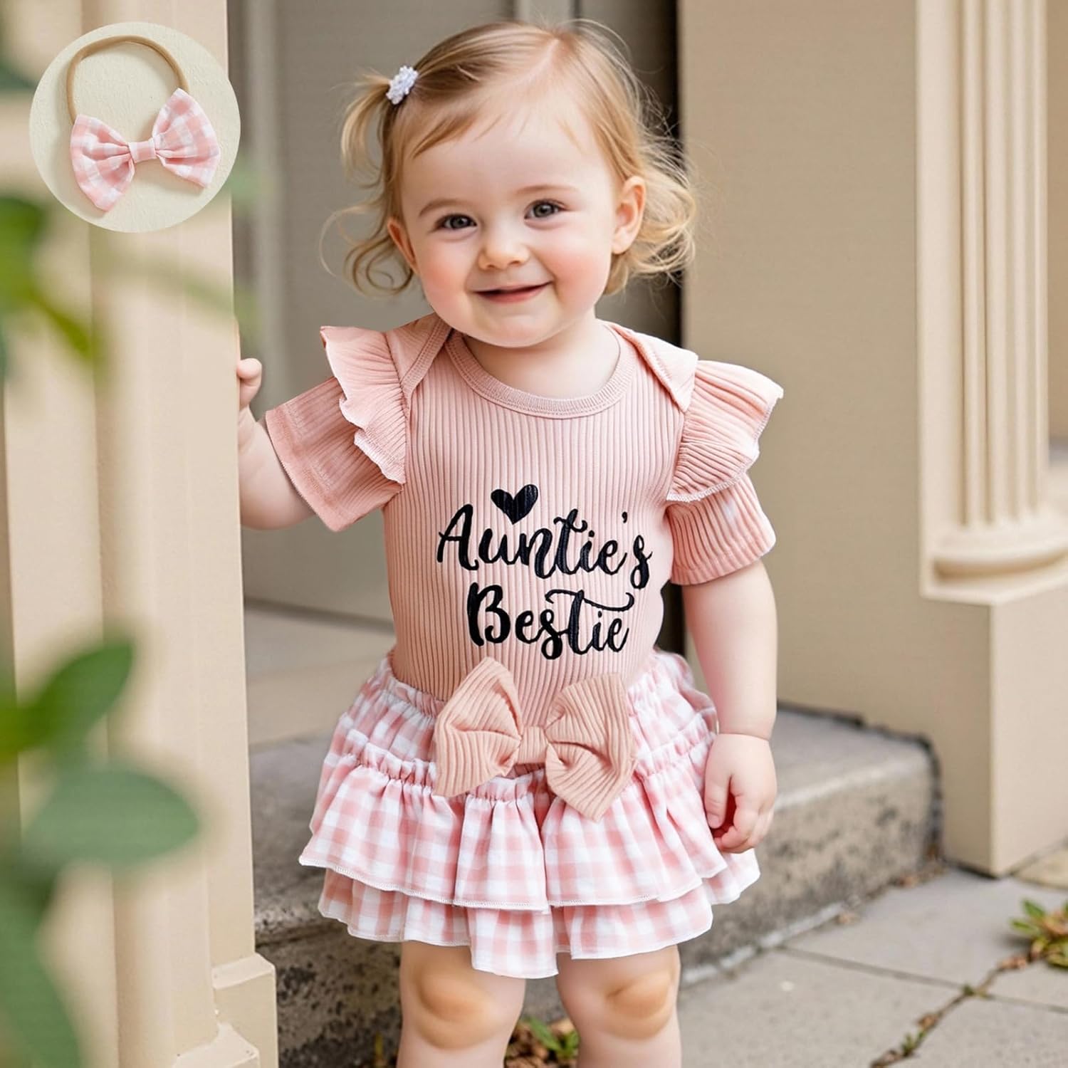 BeQeuewll Newborn Baby Girls Clothes Summer Daddys Girl Outfit Ruffle Romper Bow Tutu Shorts Heaband 3Pcs Girl Outfits - Image 2