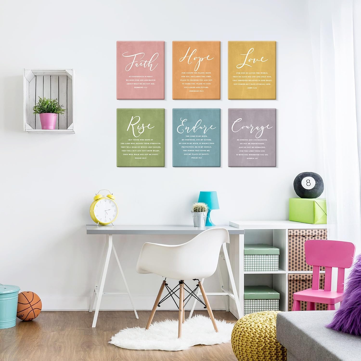 KAIRNE Bible Wall Art,Scripture Religious Wall Decor Set Of 6(12x16'',Framed),Faith Poster Set,Christian Canvas Picture,Bible Verses Artwork,Easter Wall Art for Bedroom College Dorm Home Decor - Image 2
