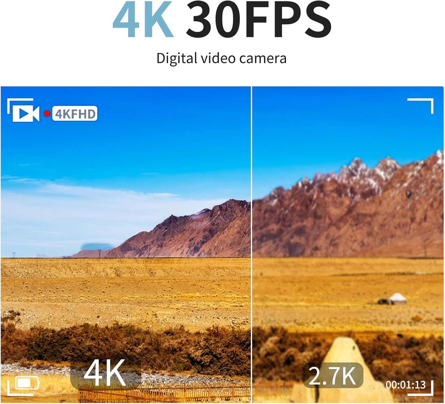 4K Video Camera Camcorder 64MP WiFi for YouTube Vlogging, 18X Digital Zoom 3" 270° Flip Screen, with 32GB SD Card & Card Reader, Built-in 2500mAh Battery (Red)