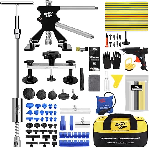 Super PDR Kit de eliminación de abolladuras sin pintura, kit de extracción de abolladuras, reparación de abolladuras de automóvil con martillo