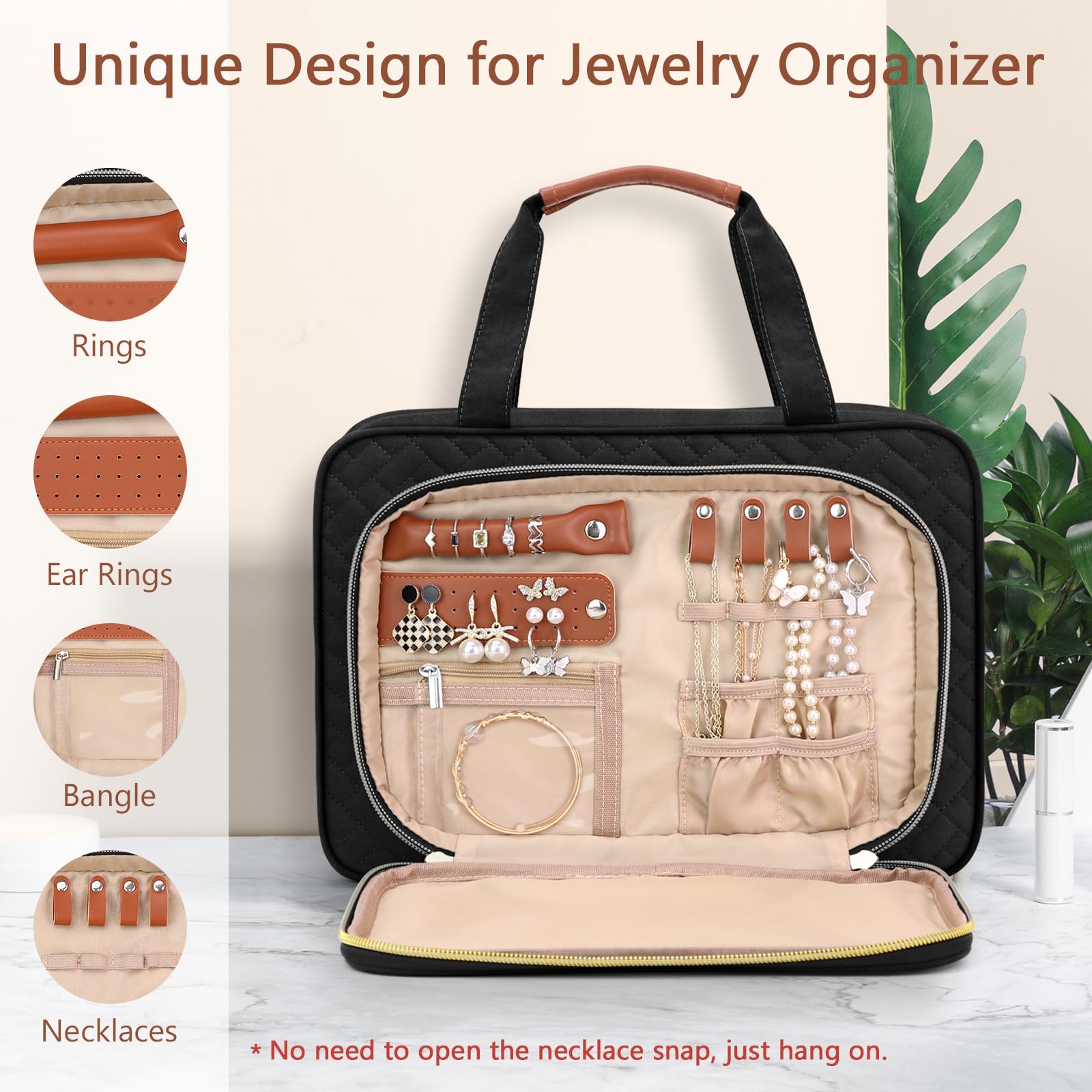 Wedama Neceser para mujer, bolsa de aseo colgante de viaje con compartimento organizador de joyas, bolsa de maquillaje mediana de PVC, impermeable, bolsa de viaje para cosméticos, viajes, camping,
