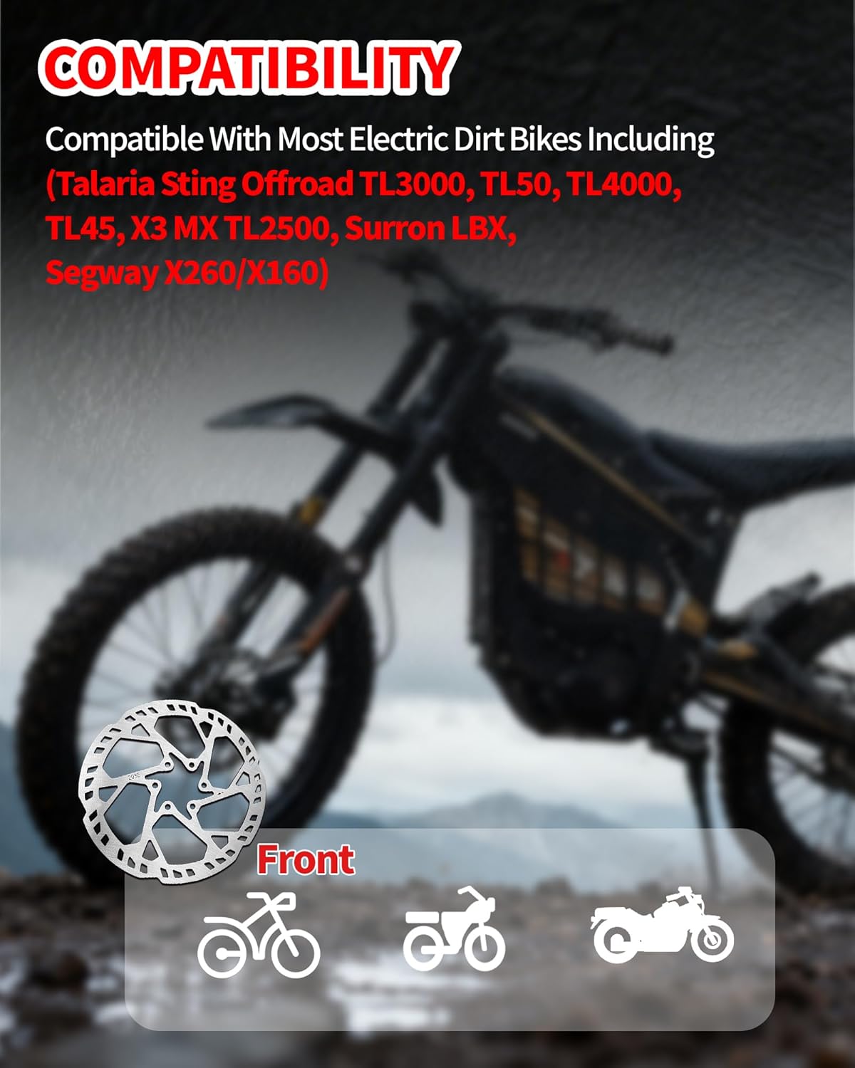 203MM Front Brake Rotors Disc Compatible with Surron LBX, Segway X260/X160, Talaria Sting Offroad TL3000, TL50, TL4000, TL45, X3 MX TL2500, Stainless Steel Brake Rotors for Motorcycle/Dirt Bike