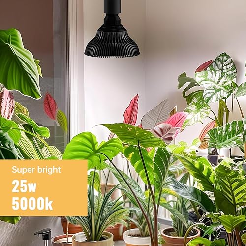Vista 11 de Bombillas LED de crecimiento, luces de cultivo colgantes para plantas de interior, 25 W 5000 K, luz de planta ajustable en altura con temporizador