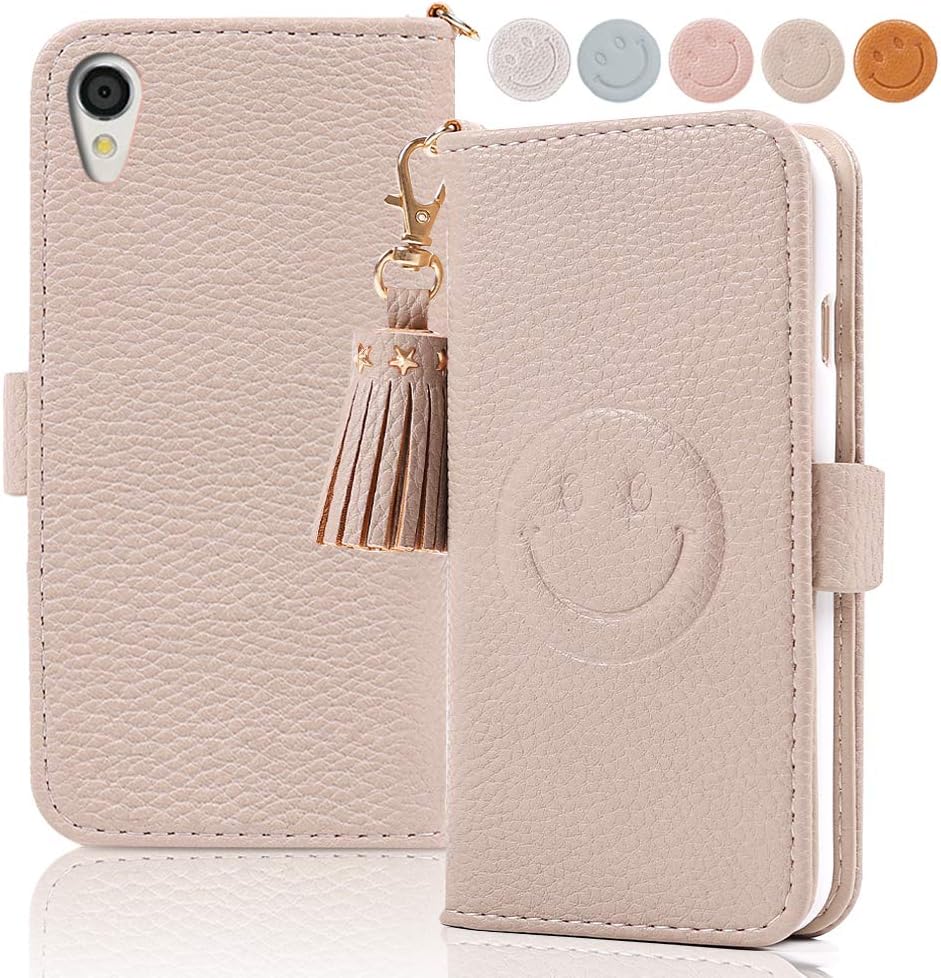 Amazon Co Jp Aquos Sense2 Sh 01l 手帳型 ケースかわいい Aquos Sh M08 携帯カバースマホケース 手帳型 Aquos Sense2 Shv43人気女性 携帯カバー スマイリー タッセル ケースお洒落 シンプル 笑顔 Sh 01l電話ケース おしゃれ 気質 Sense 2 財布型 高級puレザー 全面保護