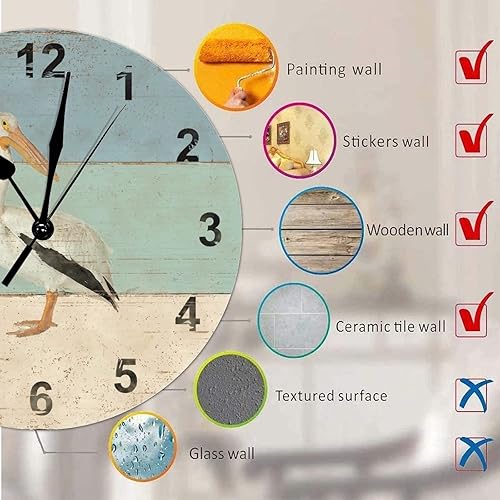 Miniatura 7 de Reloj de pared redondo de madera de estilo rústico de 15 x 15 pulgadas, con números arábigos, reloj de madera silencioso, sin tictac, funciona con