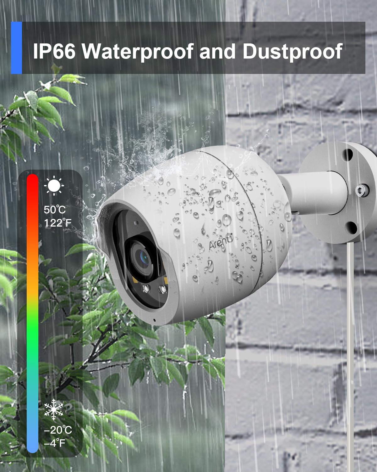Arenti Outdoor Wireless Surveillance Camera Outdoor Battery 2.4 GHz WLAN Camera Surveillance Outdoor Securit Camera IP65 Waterproof 2-Way Audio Compatible with Alexa, Google, 1 PC