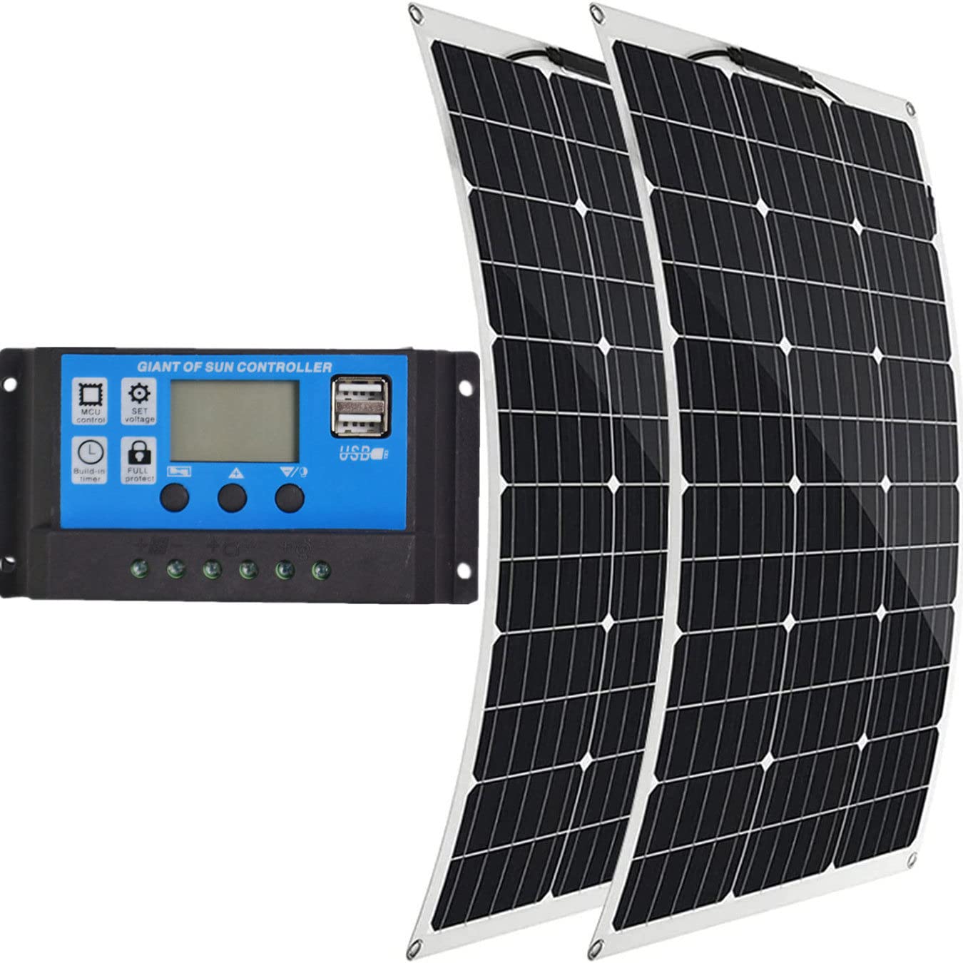 300W Pannello Solare Monocristallino,18V modulo fotovoltaico,(150 W x 2) Kit Pannello Solare Monocristallino,Pannelli Solari da Balcone, Energia Verde Sostenibile,Adatto per Camper,Tetto,Giardino