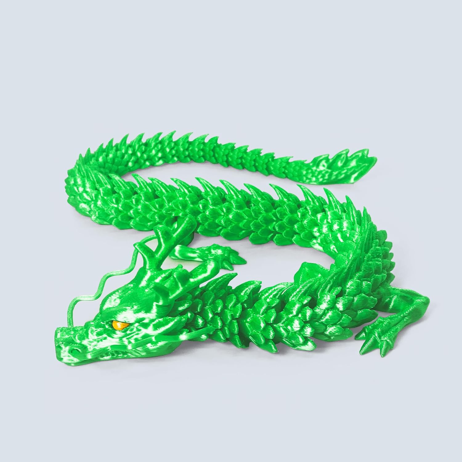 3D Printed Dragon Articulated Fidget Toy, Posable Flexible Dragon Toys for Car Decoration and Ornament Figures, 45cm, Green