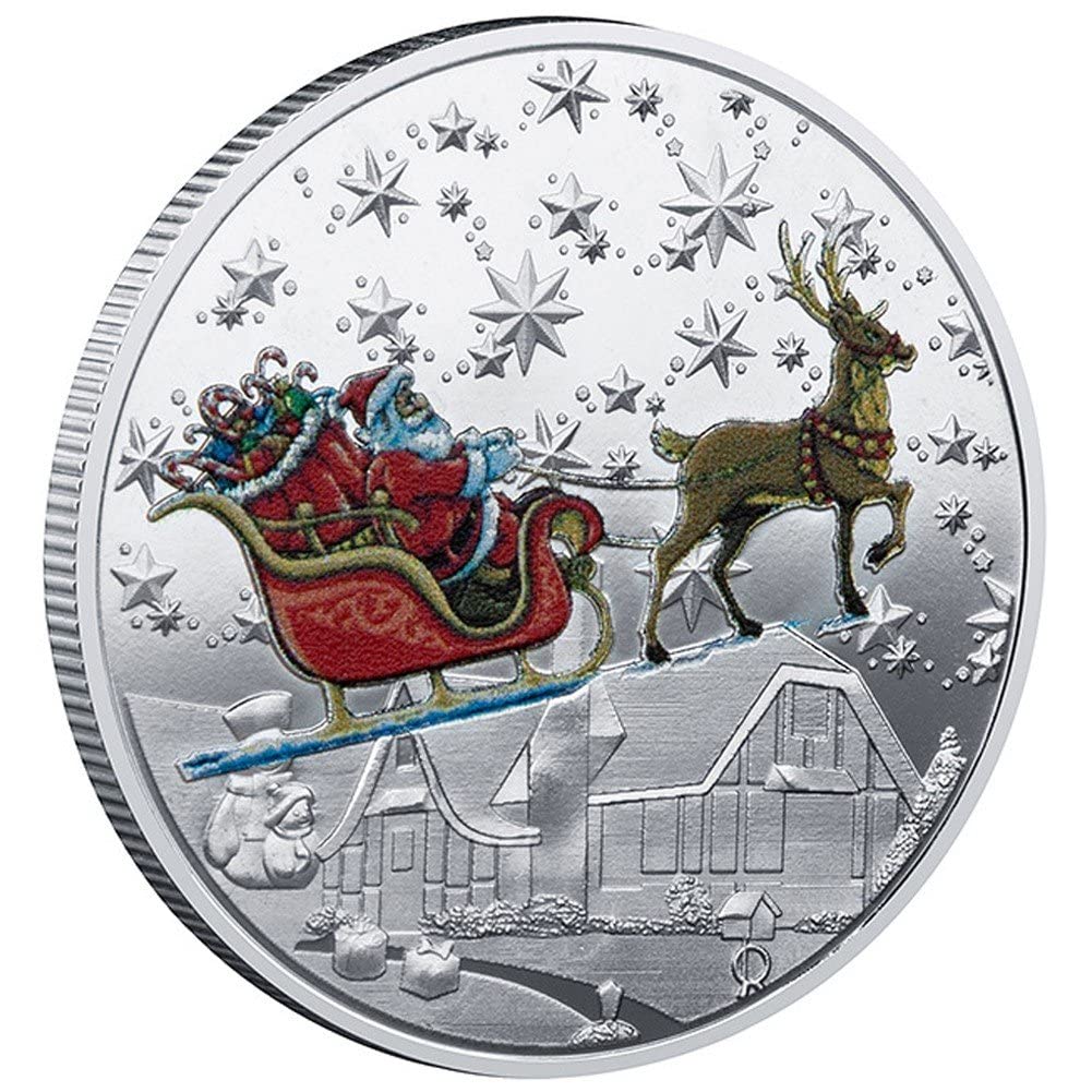 Sanfly Christmas Commemorative Coin Merry Christmas Collectible Coins Santa Claus Souvenir Coin for Christmas Stocking Stuffers