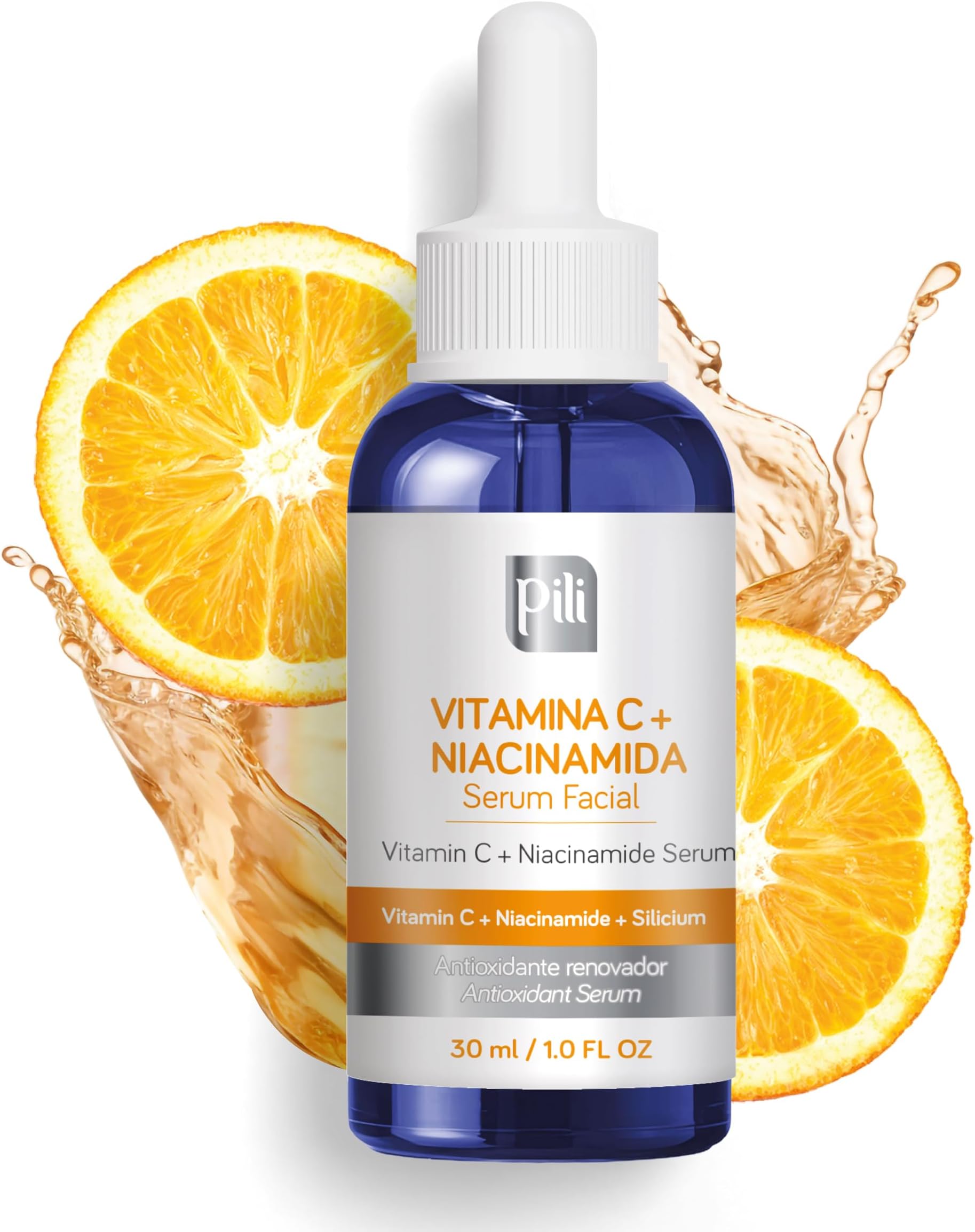 Pili Vitamin C Serum with Niacinamide & Organic Silicon – Brightening, Hydrating & Anti-Aging Face Serum for All Skin Types, Including Oily & Acne-Prone Skin – 1 fl oz