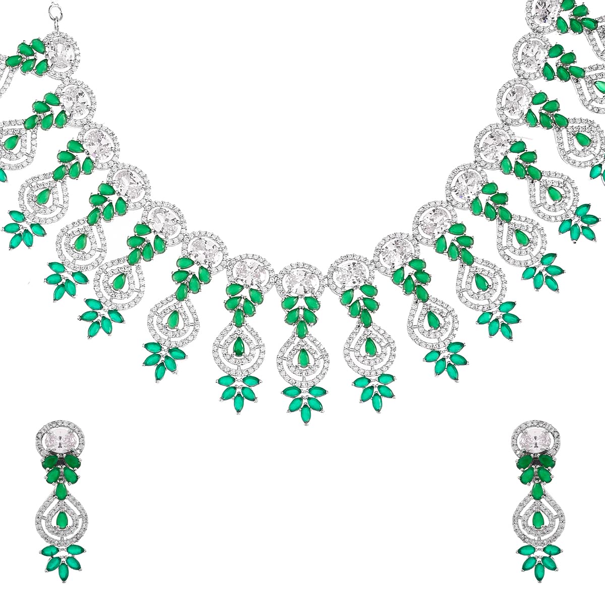 Voylla Zircon Brass Plated Choker Necklace Set