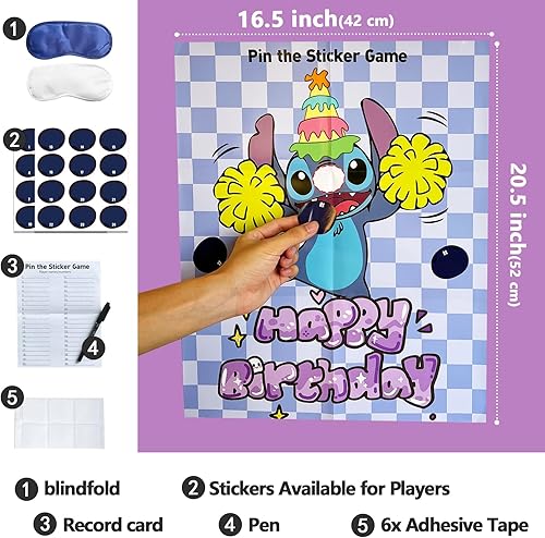 Miniatura 3 de Decoración de juegos de fiesta de cumpleaños con temática de dibujos animados azules para niños, pin the nose en los juegos de cumpleaños de dibujos