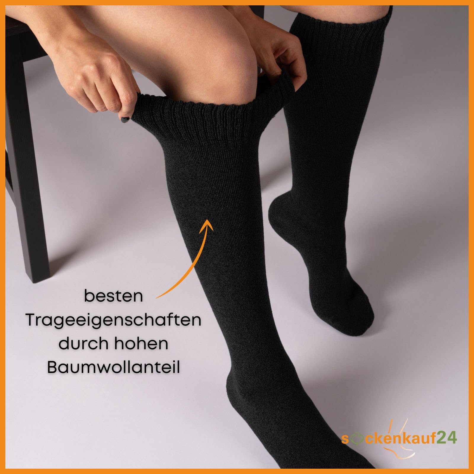 sockenkauf24 4 Paar Herren THERMO Kniestrümpfe Winter Innenfrottee Vollfrottee extra warm