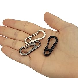 SWATOM Small Mini Carabiner Clip Tiny Spring Snap Hook Keychains Micro Carabiners for Paracord EDC Alloy Key Rings Outdoor Hiking Fishing Camping Backpack Accessories (Mini Black 5P+Keyring)