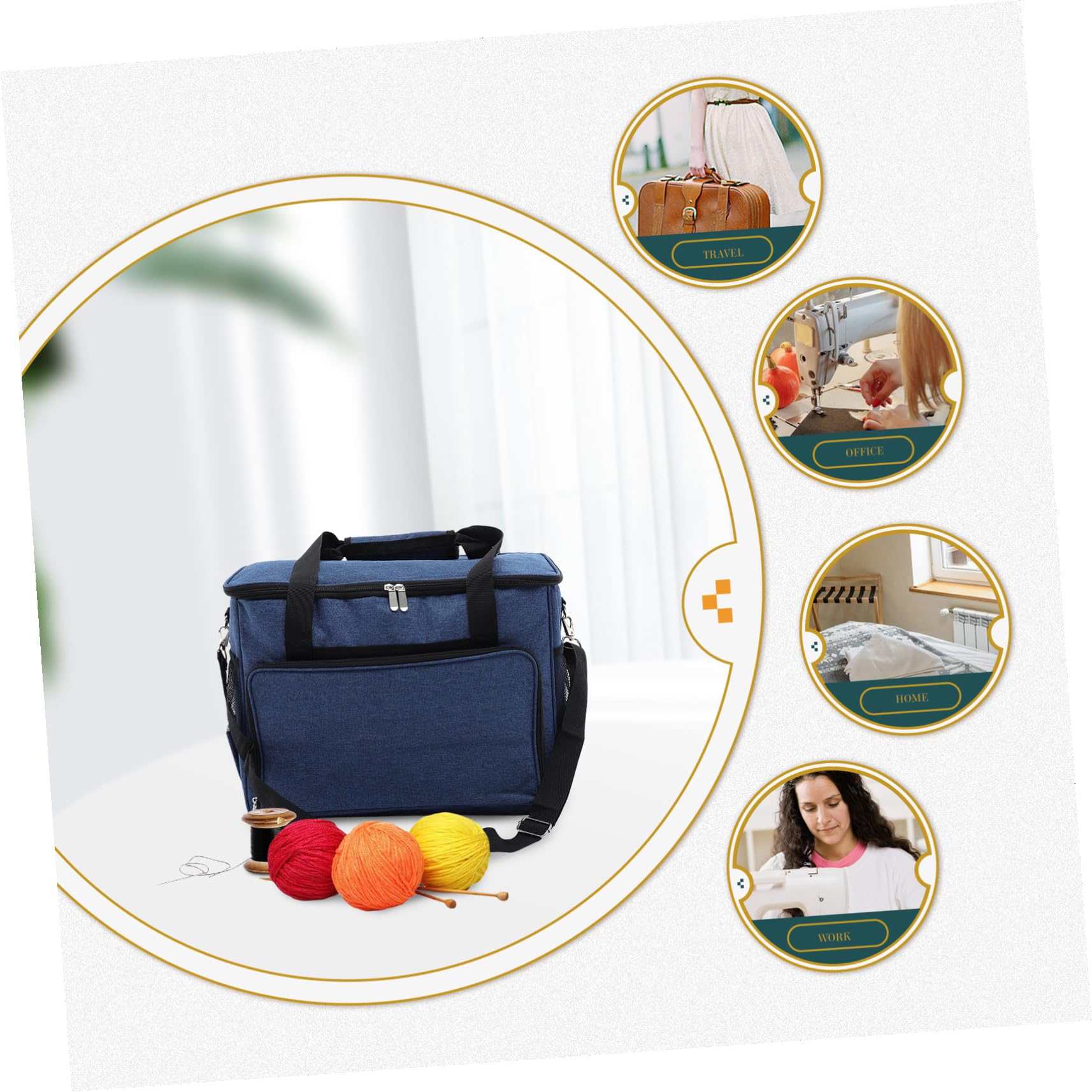 ORFOFE Sac de Rangement Résistant pour Machine à Coudre Tissu Oxford Pochette Multifonction avec Compartiments Multiples Portable et Ergonomique Bleu