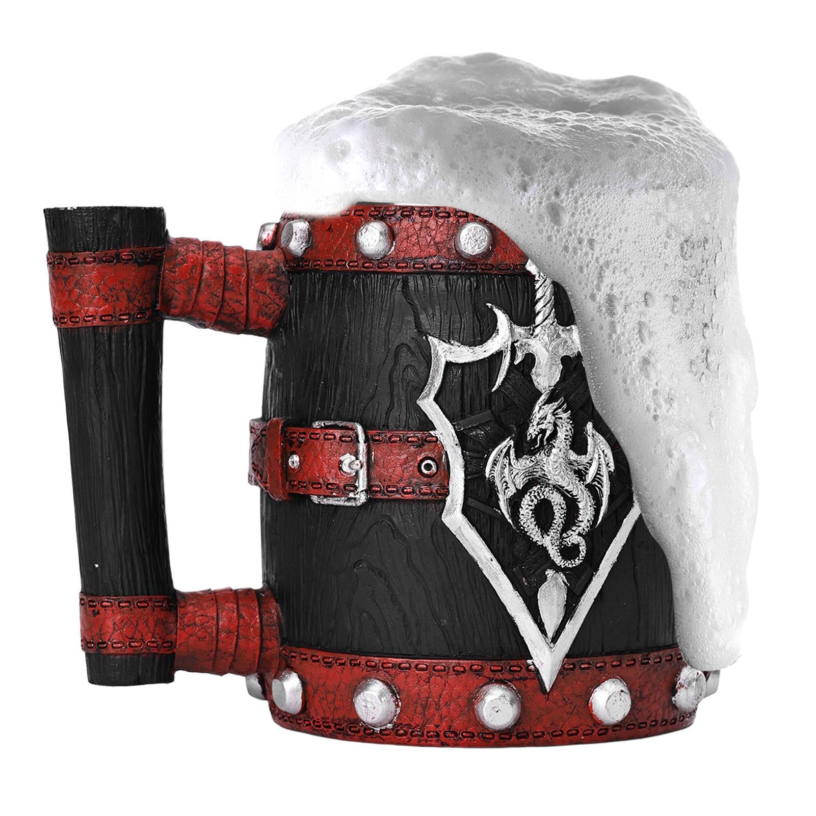 Tasse médiévale en acier inoxydable et imitation bois sculpté de 600 ml