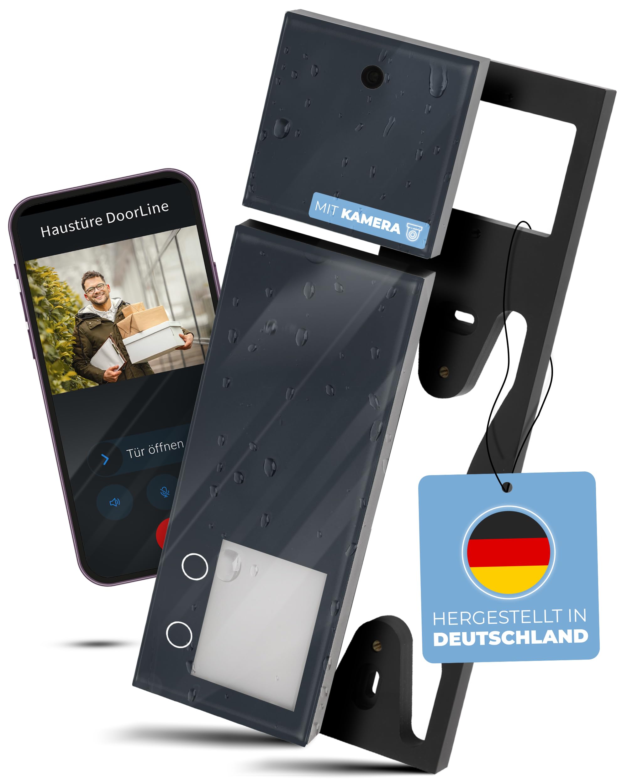 Timbre de Puerta con cámara, Fabricado en Alemania | Transmisión de imágenes inalámbrica, conexión DECT, antracita, timbre de puerta inalámbrico, compatible con Fritz!Box