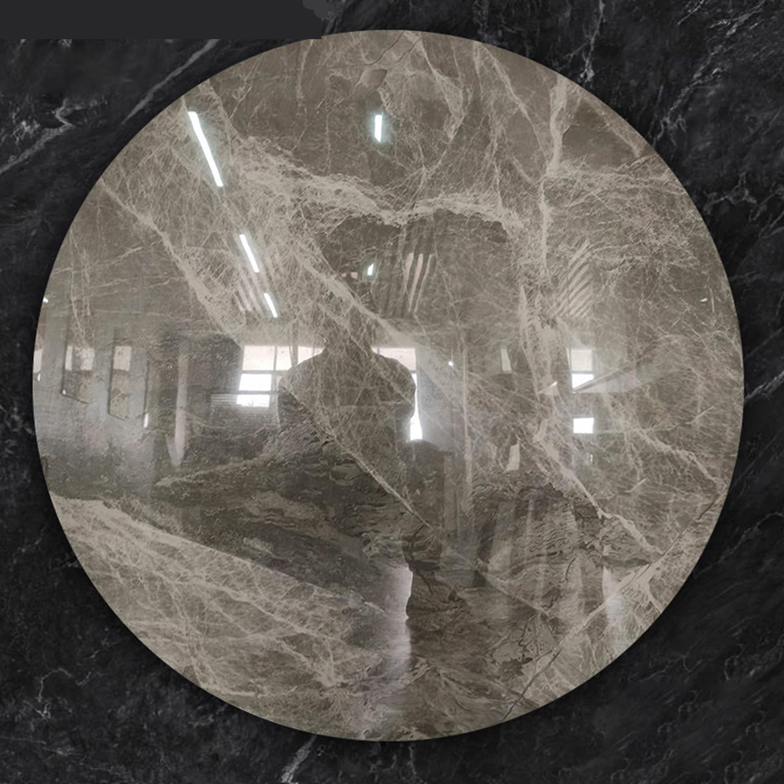 Plateau tournant en pierre frittée pour table à manger | Lazy Susan rotatif à 360°, plateau de service moderne, résistant aux rayures et facile à nettoyer(Gray 2,90cm/35.4in)