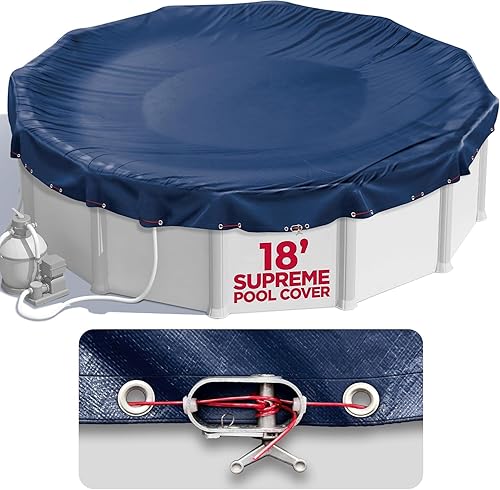 Vista 18 de Cubierta redonda de piscina de 15 pies para piscinas sobre el suelo, cubierta sobre el suelo para invierno, mantiene fuera los residuos, resistente