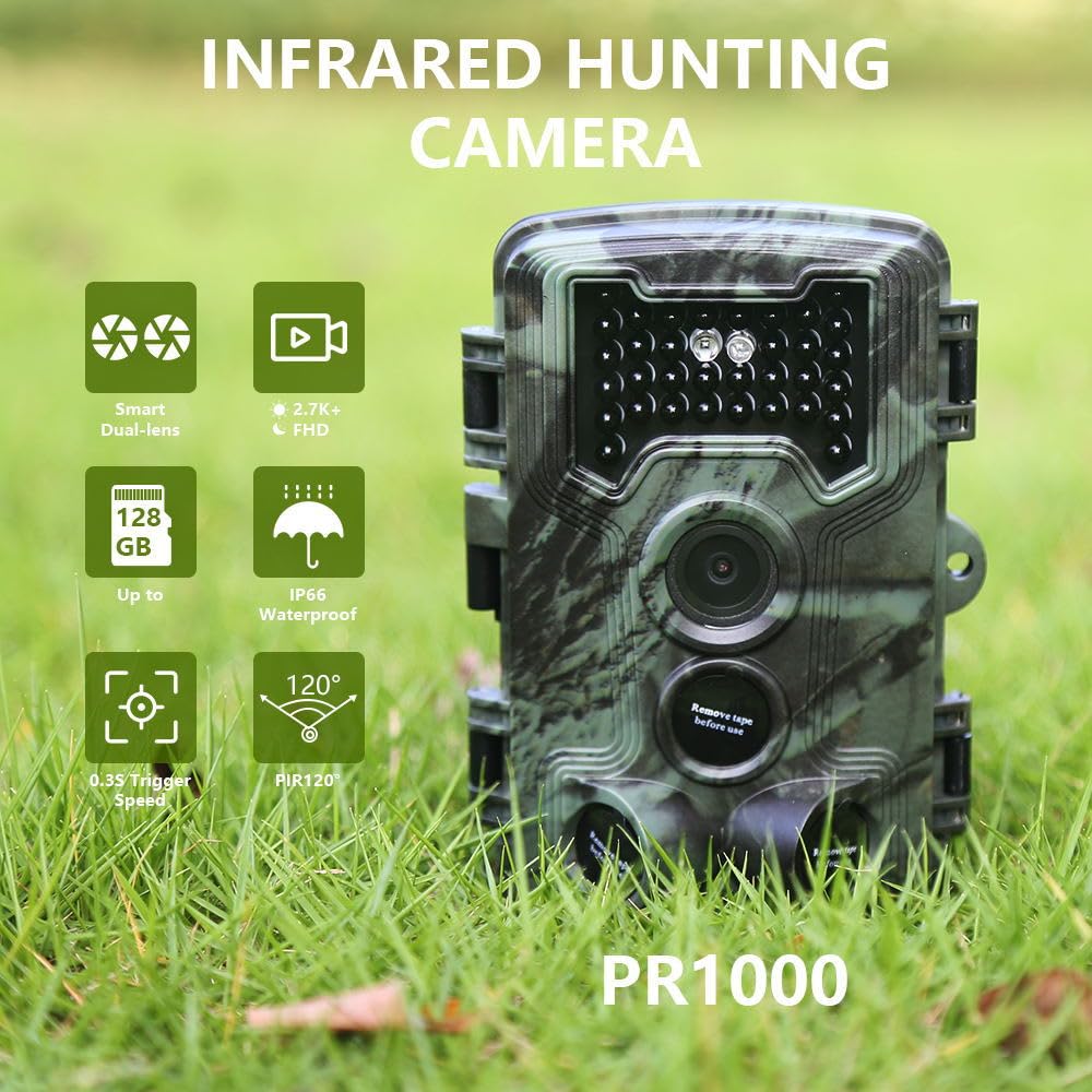 snapbuy 48 Megapixel Wildkamera mit exzellenter Nachtsicht/Schnelle Auslösegeschwindigkeit/Bewegungsmelder / 120° Erfassungswinkel/Integrierter 2,4"-Farbbildschirm