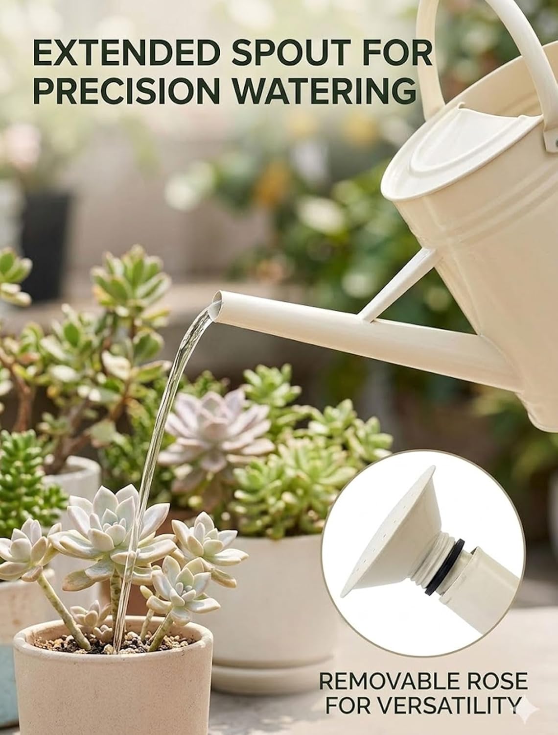 White Watering Can Metal, 1 Gallon Vintage Sprinkling Can with Removable Spout, Galvanized Water cans, Plant Watering Can for Outdoor Indoor Plants, Lawn & Garden Irrigation Tool (1 Gallon)