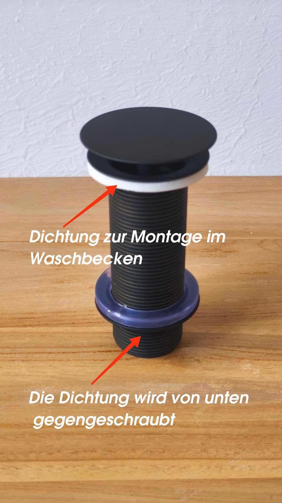 Válvula de latón mate negro 100 mm – lavabo desagüe permanente baño desagüe