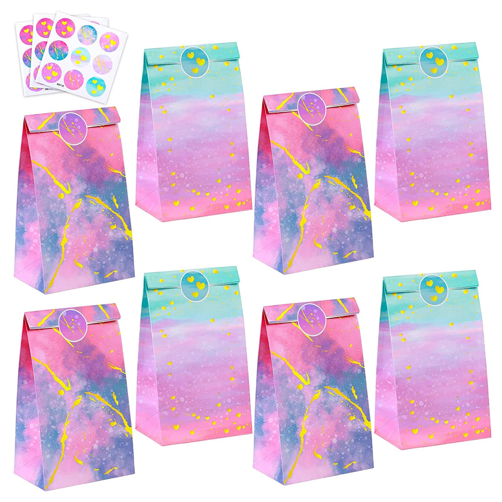 AM ANNA24PCS Party Favor Bags for Girls,Tie Dye Party Bags Princess Supplies Mermaid Birthday Party Favors Bag Birthday Baby Shower Give Away Gift,Kids Crafts and Activities (Tie Dye Party Bags1)