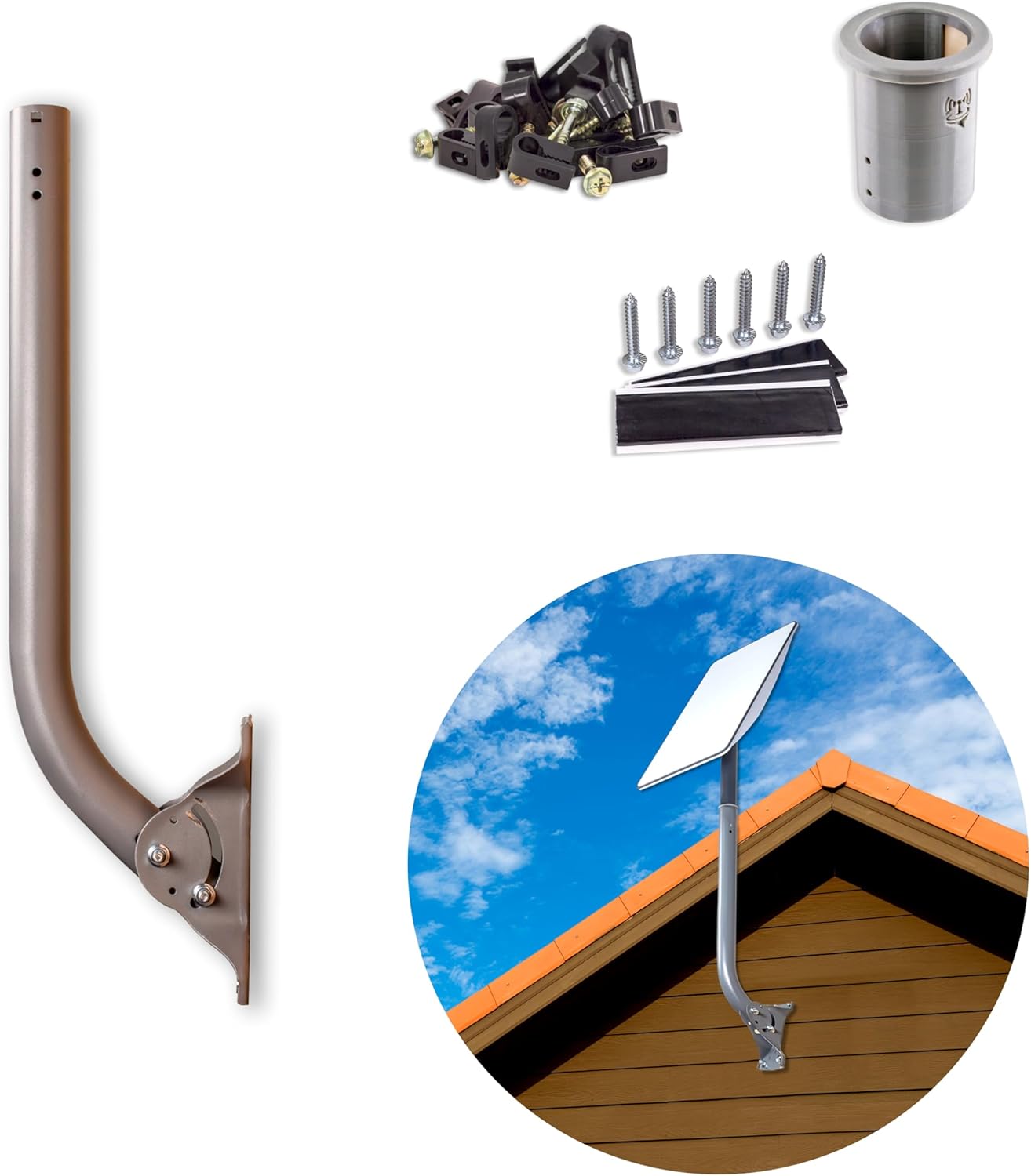 Starlink J-Pipe Mount Kit Compatible with V2 Rectangular Dish by SatelliteSale 22 inches Long