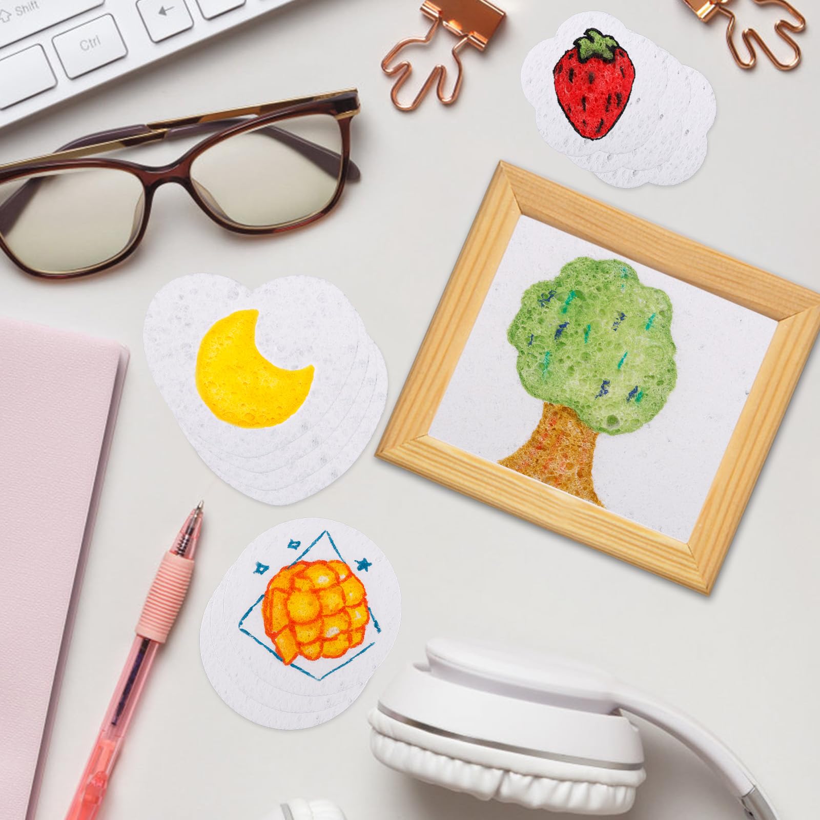 Peinture Gonflante Lasuroa 40 Pièces Papier Texturé En Mousse Magique, 3D Peinture Peinture Eau Enfant Magique