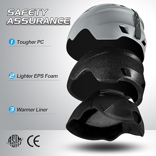 Miniatura 7 de Odoland - Casco de esquí con gafas, ligero, para snowboard y juego de gafas para hombres, mujeres, jóvenes y niños