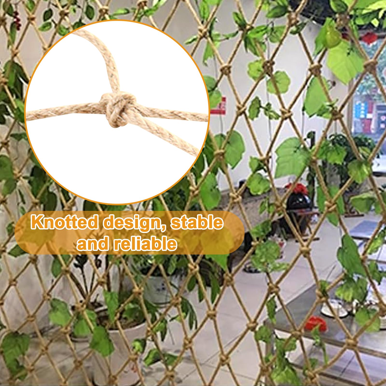 Filet de Support pour Plantes 2m x 5m en Toile de Jute Naturelle Biodégradable pour Pois, Haricots et Tomates