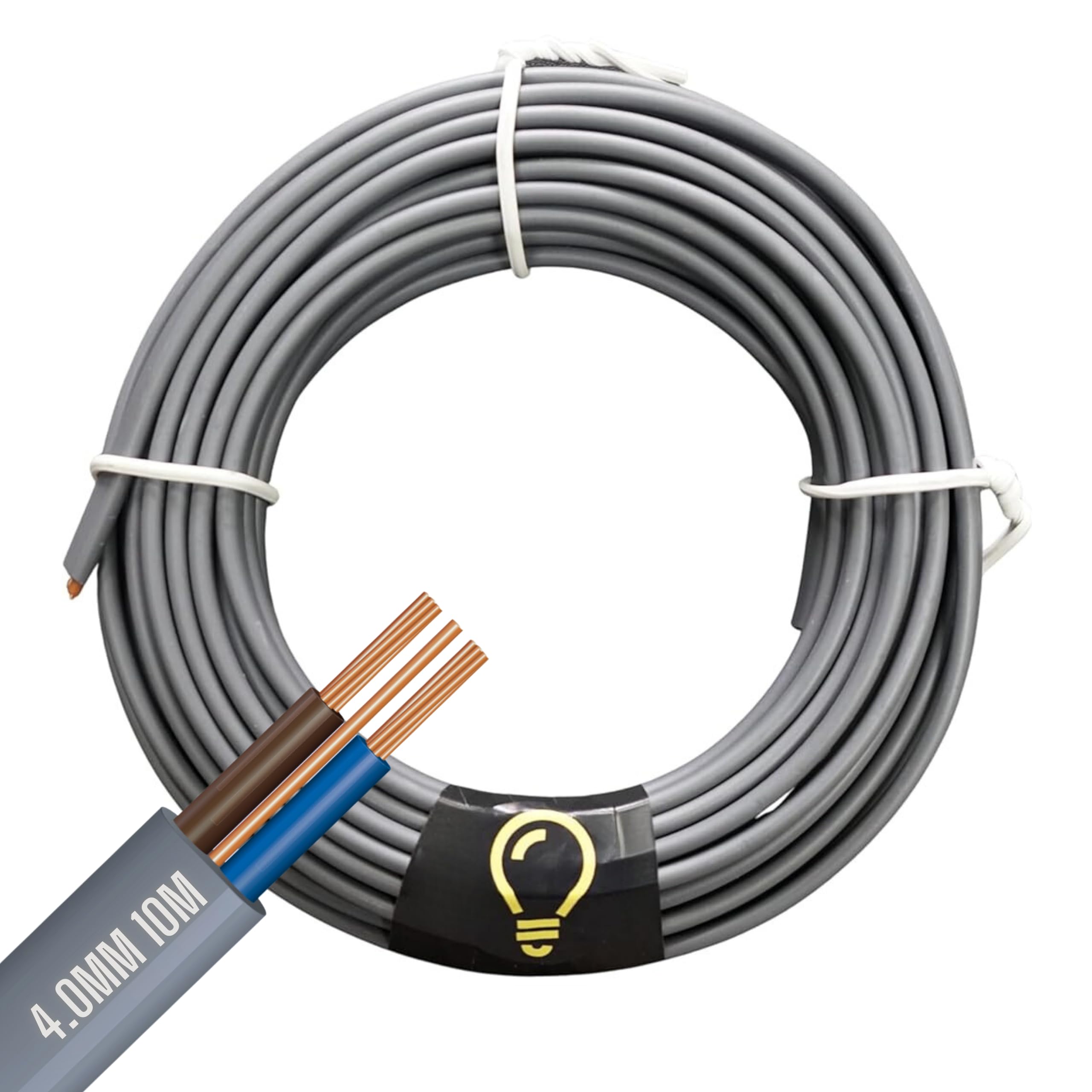 SHPELEC® Electrical Grey Twin and Earth 6242Y Cable - 4mm Mains Socket Ring Twin and Earth 6242Y Cable (4mm, 10m)