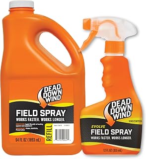 Dead Down Wind Evolve Field Spray Combo – 12 oz. & 64 oz. Refill Bottle, Unscented, Broad-Spectrum, Odor-Eliminating Hunting Spray, Orange