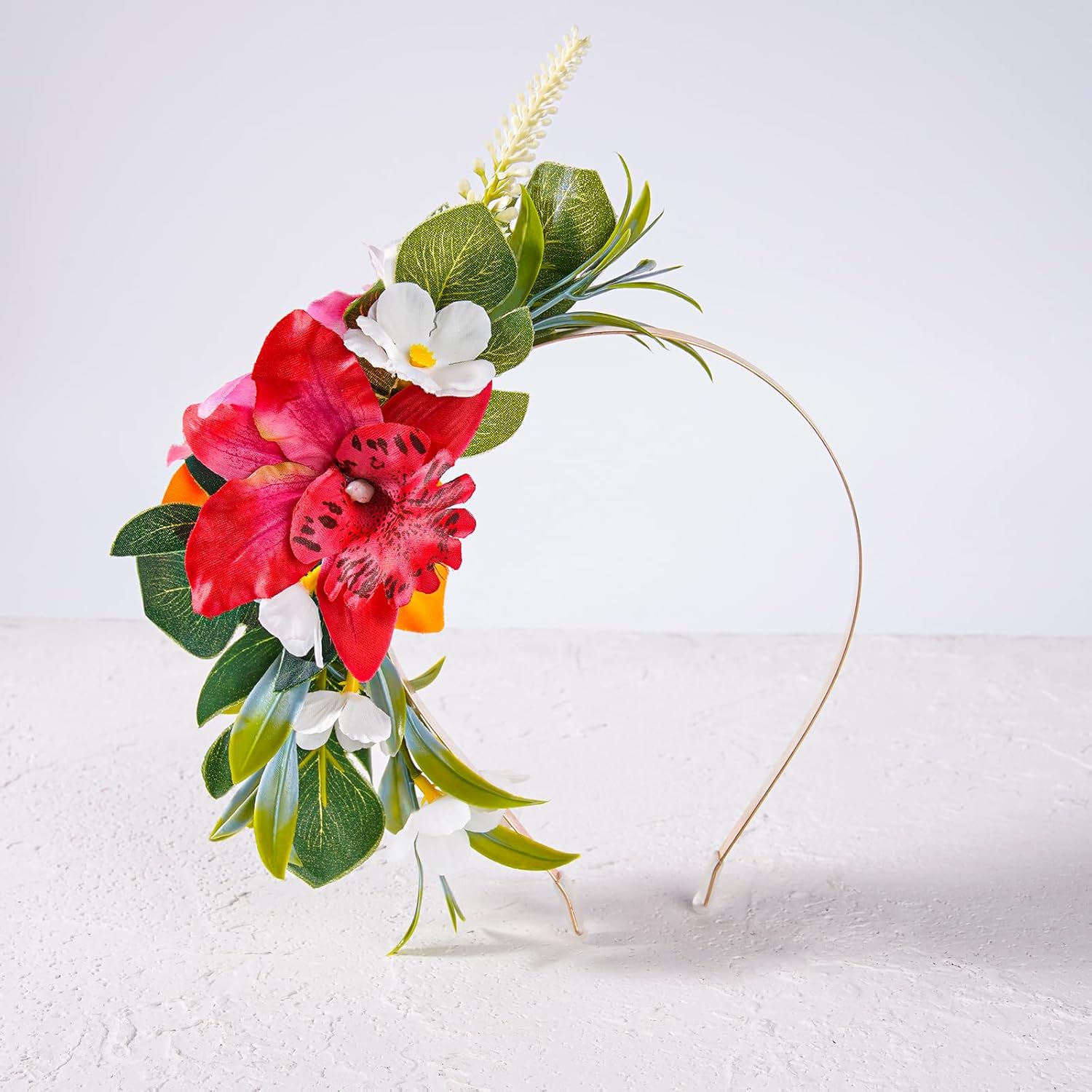 Hawaiian Flower Crown Headbands - Tropical Hawaii Orchid Floral Headpiec Hawaiian Floral Hair Accessories for Summer Beach Pool Hula Dance Party Decor Hawaii Leis Theme Celebrations Supplies - Image 7