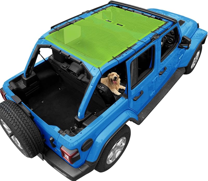 Toldo solar de tela para Jeep Wrangler JL Unlimited JLU 4 portas 2018–2023 coverspec verde – Kit dianteiro e traseiro