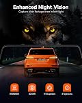 WOLFBOX G850 PRO 4K Mirror Dash Cam with ADAS and BSD, Rear View Mirror with 5.8GHz WiFi, Voice Control, 12 inches Rear View Mirror Camera Includes 64GB Card, GPS, G-Sensor, Loop Recording