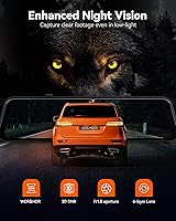 Vista 7 de WOLFBOX G850 PRO 4K Espejo Dash Cam con ADAS y BSD, espejo retrovisor inteligente con WiFi de 5.8 GHz, control de voz, cámara de 12 pulgadas incluye