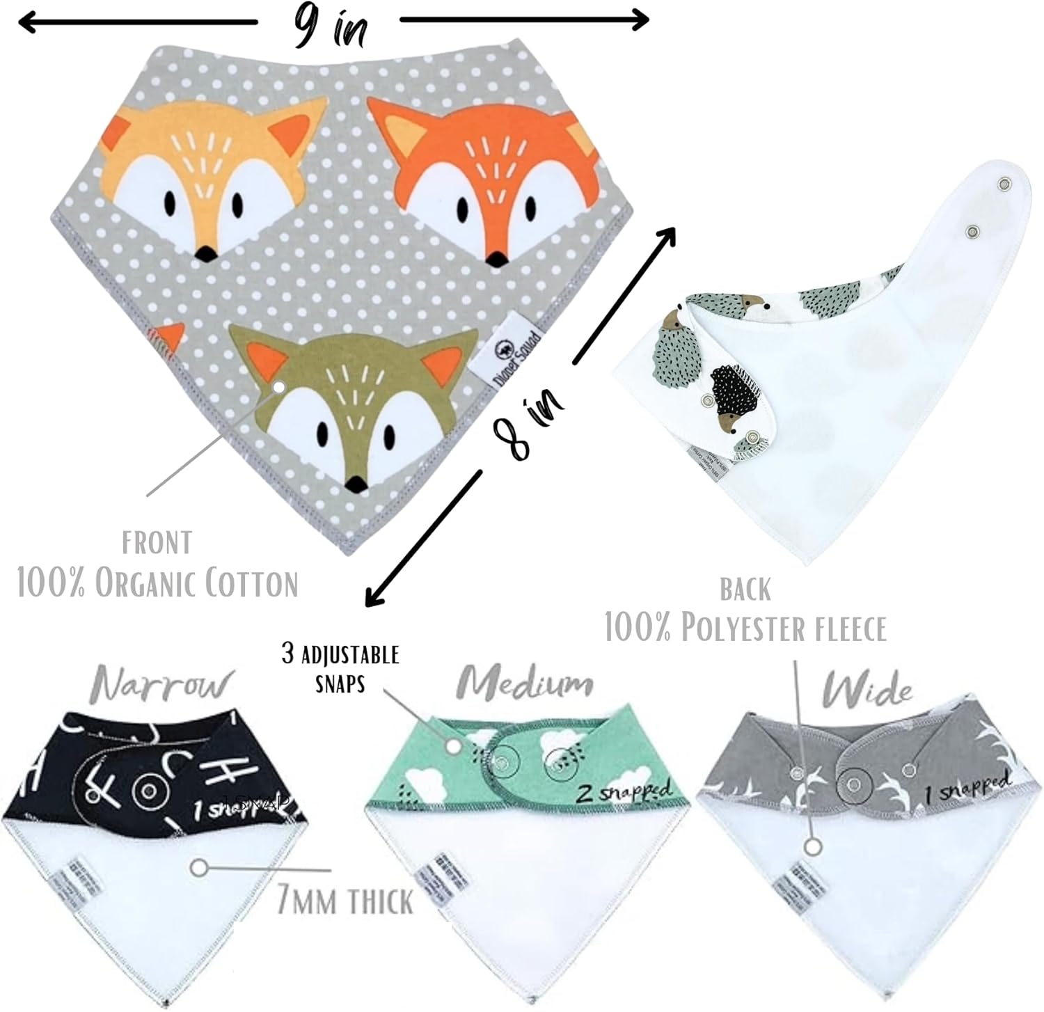 DiaperSquad's Baby Bibs for Drooling and Teething, Bibs for Boys, Baby Girl - Solid Cotton Baby Drool Bibs - Image 4