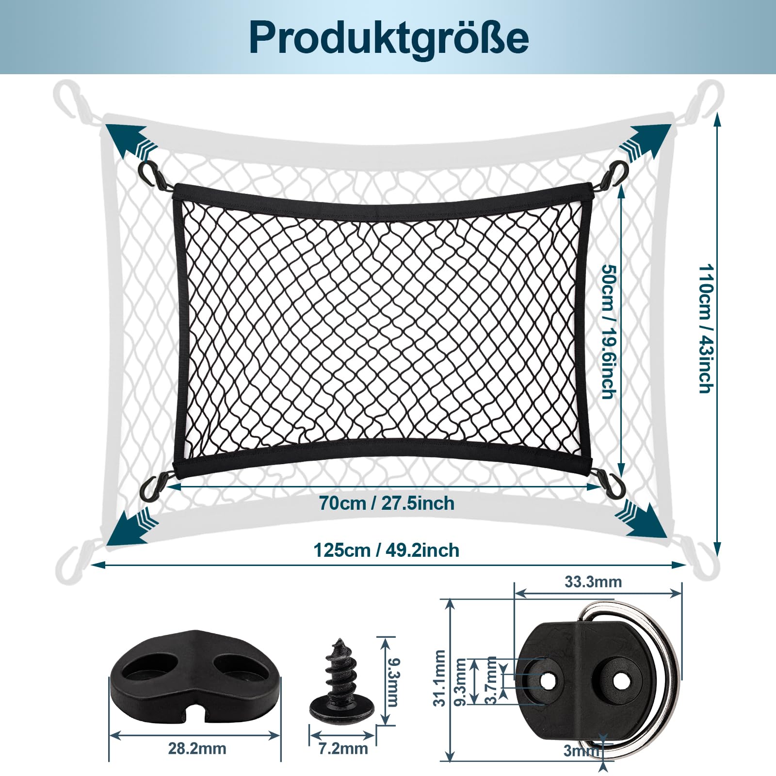 Red Para Maletero TrunkExpert Compatible Con DS 7 - Malla Elástica Con 4 Mosquetones Para Organizar Y Fijar Carga