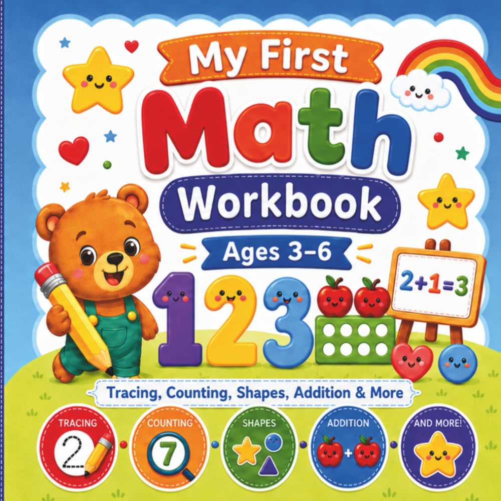 My First Math Workbook: Ages 3-6: Number Tracing, Finding Numbers, Counting, Shapes, Addition, Subtraction and More