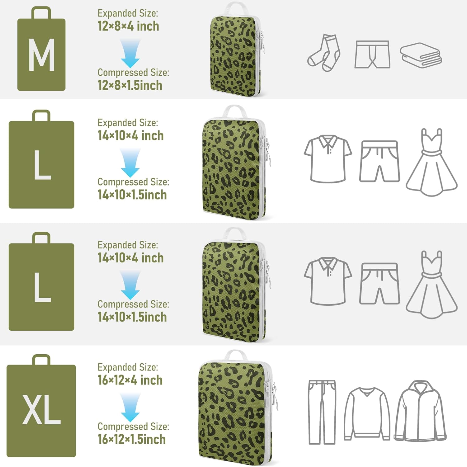 4-Piece Packing Cube Set - Lightweight Luggage Organizers for Travel, Vacation and Suitcases - Durable Accessories with Compression - Image 2