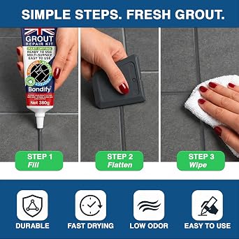 Waterproof Dark Grey Grout Repair Kit Ready Mixed FAST DRYING 380g