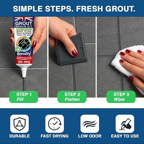 Waterproof Dark Grey Grout Repair Kit Ready Mixed FAST DRYING 380g