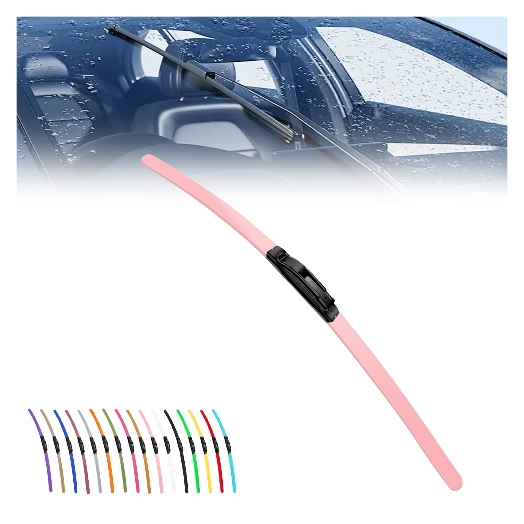 Colorful Boneless Silent Windshield Wipers Clear Vision in Style 2024 New All Season Automotive Replacement Windshield Wipers Front Windshield